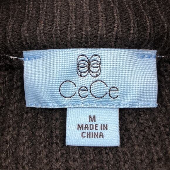 Cece: Mock Neck Knit Polkadot Black Sweater - Picture 5 of 6
